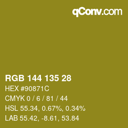 Código de color: RGB 144 135 28 | qconv.com