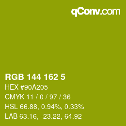 Código de color: RGB 144 162 5 | qconv.com