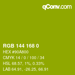 カラーコード: RGB 144 168 0 | qconv.com