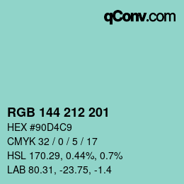 Farbcode: RGB 144 212 201 | qconv.com