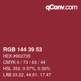 Color code: RGB 144 39 53 | qconv.com