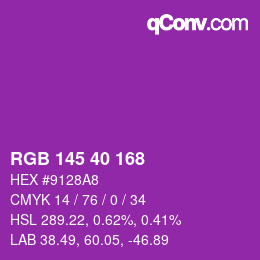 Code couleur: RGB 145 40 168 | qconv.com