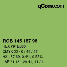 Color code: RGB 145 187 96 | qconv.com