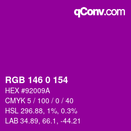 Color code: RGB 146 0 154 | qconv.com