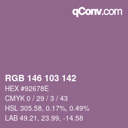 Farbcode: RGB 146 103 142 | qconv.com