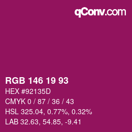 Code couleur: RGB 146 19 93 | qconv.com