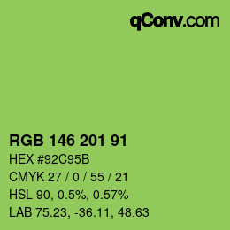 Code couleur: RGB 146 201 91 | qconv.com