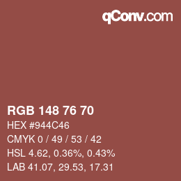 Código de color: RGB 148 76 70 | qconv.com