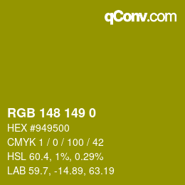 Code couleur: RGB 148 149 0 | qconv.com