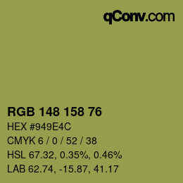 Farbcode: RGB 148 158 76 | qconv.com