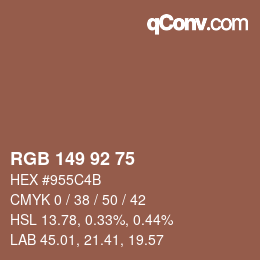 Farbcode: RGB 149 92 75 | qconv.com