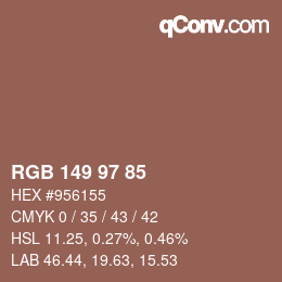 Color code: RGB 149 97 85 | qconv.com