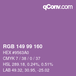 Color code: RGB 149 99 160 | qconv.com