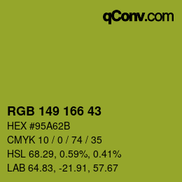 Color code: RGB 149 166 43 | qconv.com