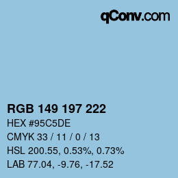 カラーコード: RGB 149 197 222 | qconv.com