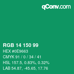 Code couleur: RGB 14 150 99 | qconv.com