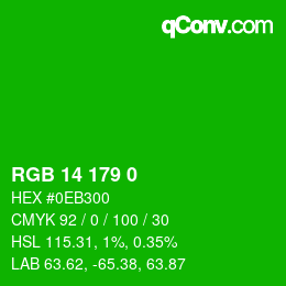 カラーコード: RGB 14 179 0 | qconv.com