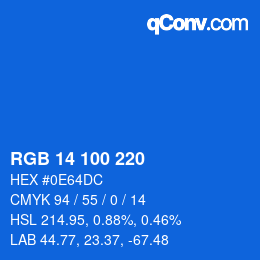 Farbcode: RGB 14 100 220 | qconv.com