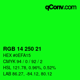 Color code: RGB 14 250 21 | qconv.com