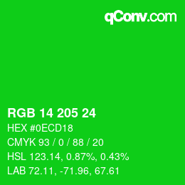 Código de color: RGB 14 205 24 | qconv.com