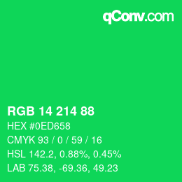 Color code: RGB 14 214 88 | qconv.com