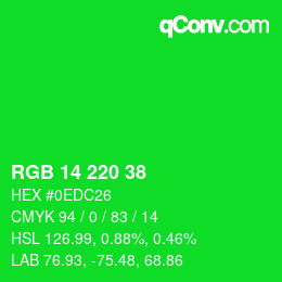 Code couleur: RGB 14 220 38 | qconv.com