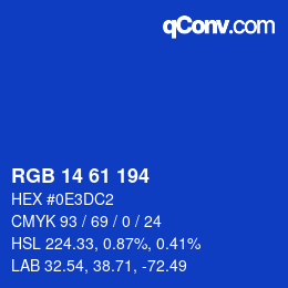 Farbcode: RGB 14 61 194 | qconv.com