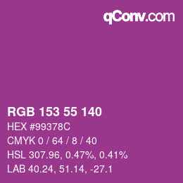 Color code: RGB 153 55 140 | qconv.com