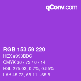 カラーコード: RGB 153 59 220 | qconv.com