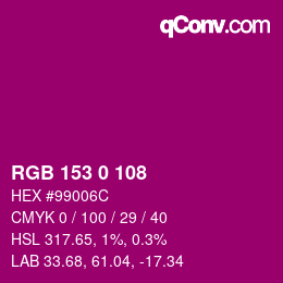 Código de color: RGB 153 0 108 | qconv.com