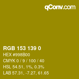 Código de color: RGB 153 139 0 | qconv.com