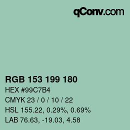 Color code: RGB 153 199 180 | qconv.com