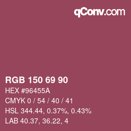 Color code: RGB 150 69 90 | qconv.com