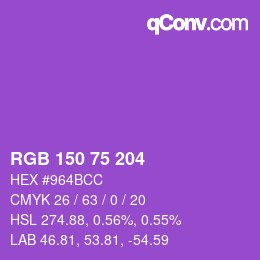 Color code: RGB 150 75 204 | qconv.com