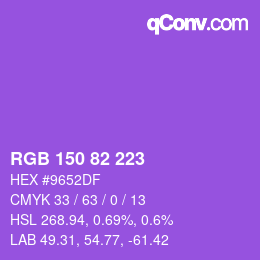 Code couleur: RGB 150 82 223 | qconv.com