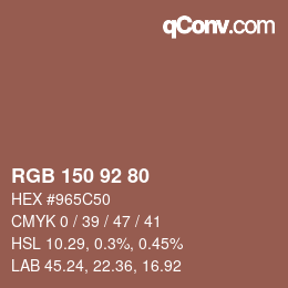 Color code: RGB 150 92 80 | qconv.com