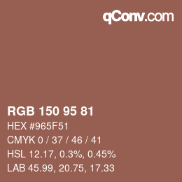 Código de color: RGB 150 95 81 | qconv.com