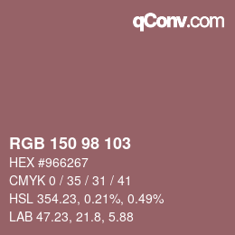 Código de color: RGB 150 98 103 | qconv.com