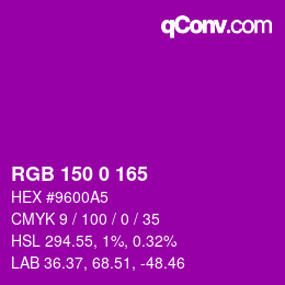 Farbcode: RGB 150 0 165 | qconv.com