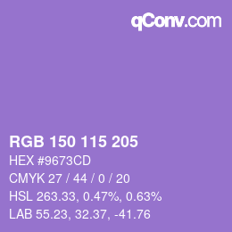 Código de color: RGB 150 115 205 | qconv.com