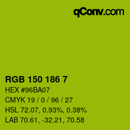 Farbcode: RGB 150 186 7 | qconv.com