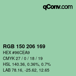 Código de color: RGB 150 206 169 | qconv.com