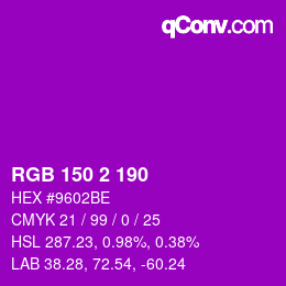 Código de color: RGB 150 2 190 | qconv.com