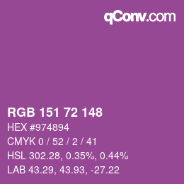 カラーコード: RGB 151 72 148 | qconv.com