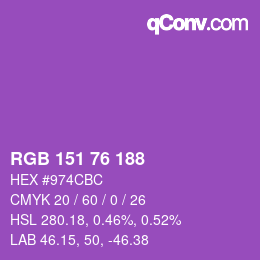 Color code: RGB 151 76 188 | qconv.com