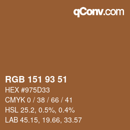 Color code: RGB 151 93 51 | qconv.com