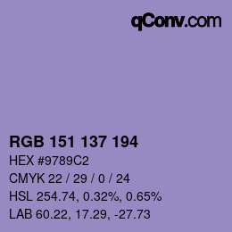 Código de color: RGB 151 137 194 | qconv.com