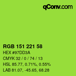 Farbcode: RGB 151 221 58 | qconv.com