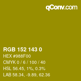 Código de color: RGB 152 143 0 | qconv.com