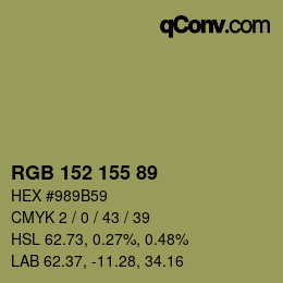 Color code: RGB 152 155 89 | qconv.com